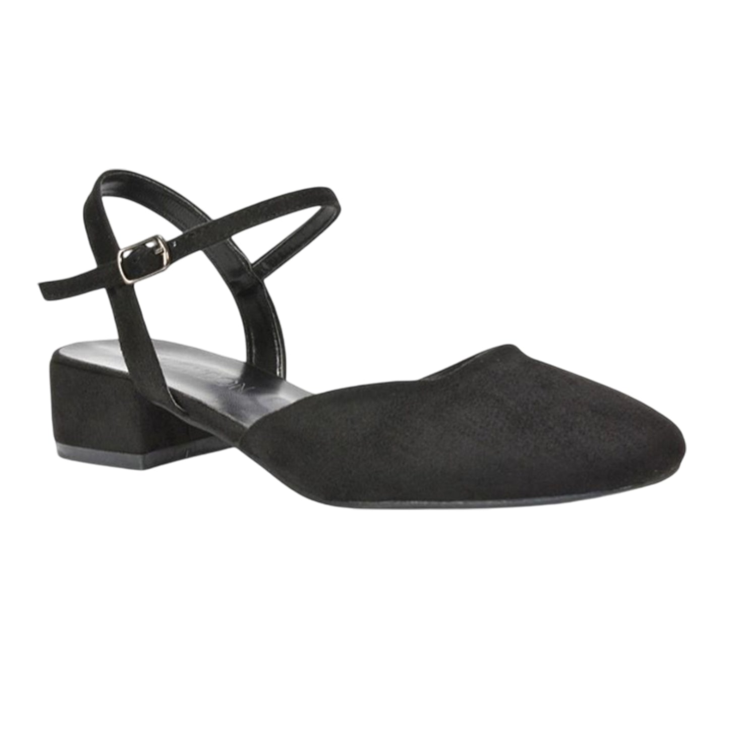Jet Black - Pack Shot - XY London Womens-Ladies Hilary Strappy Low Heel Court Shoes