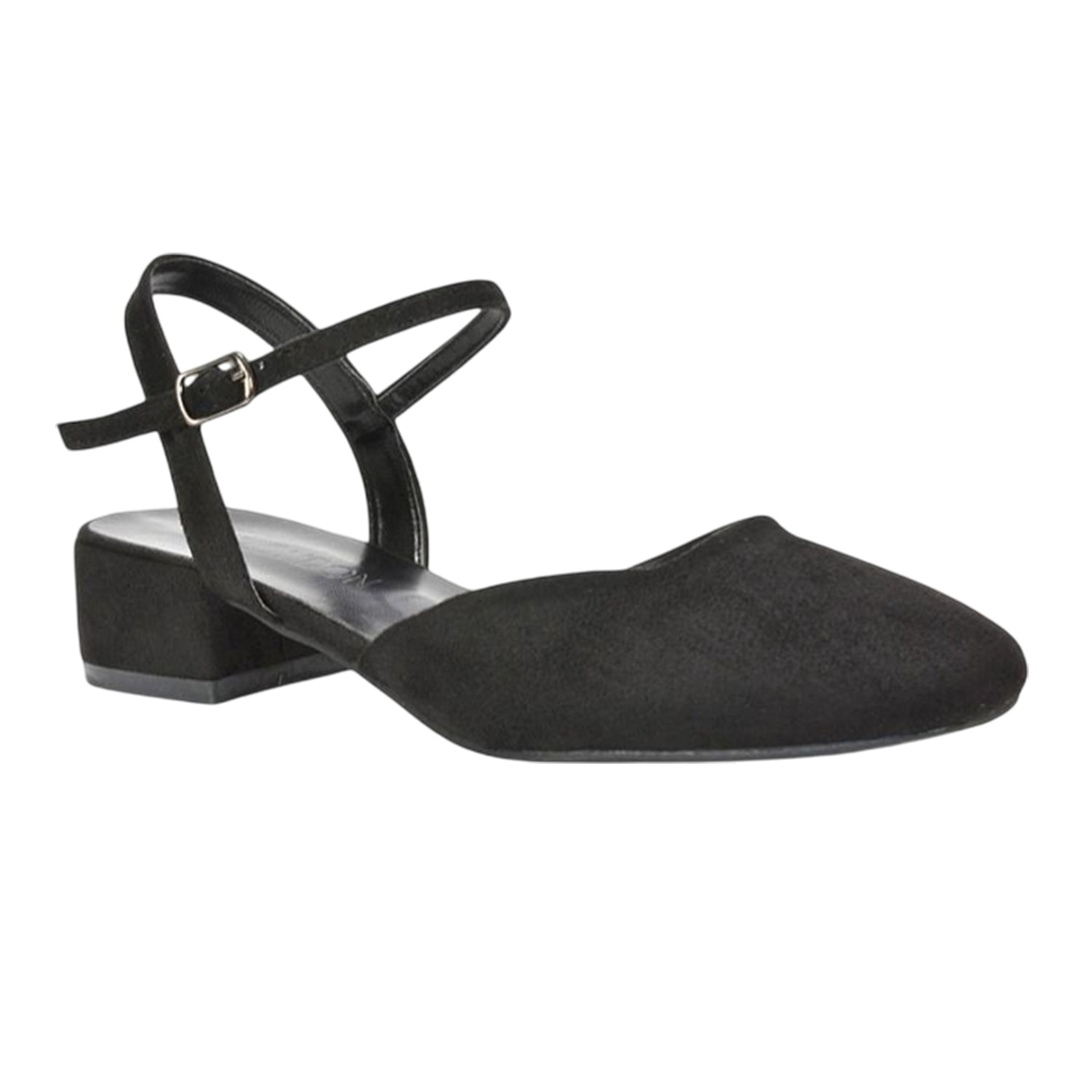 Jet Black - Pack Shot - XY London Womens-Ladies Hilary Strappy Low Heel Court Shoes
