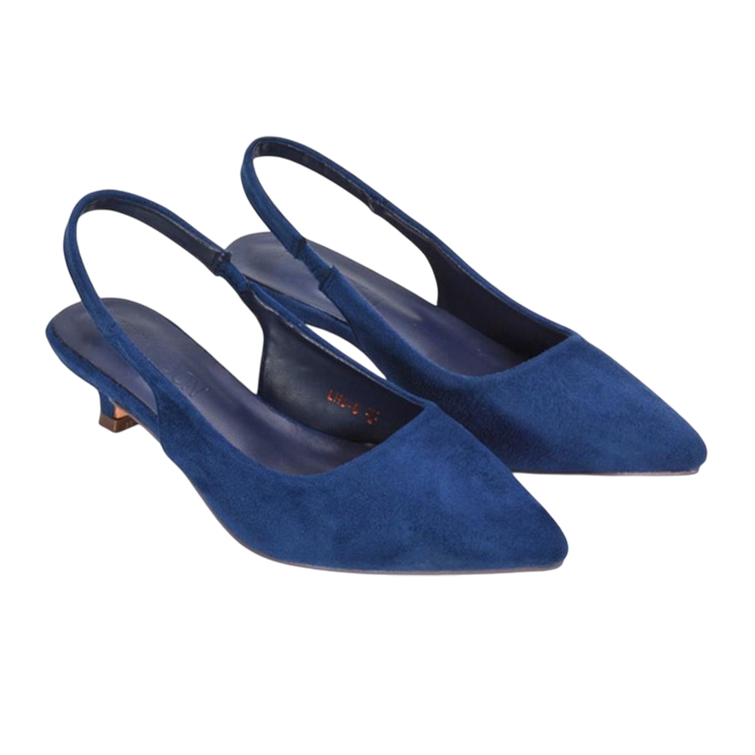 Navy - Pack Shot - XY London Womens-Ladies Leila Sling Back Low Kitten Heel Court Shoes