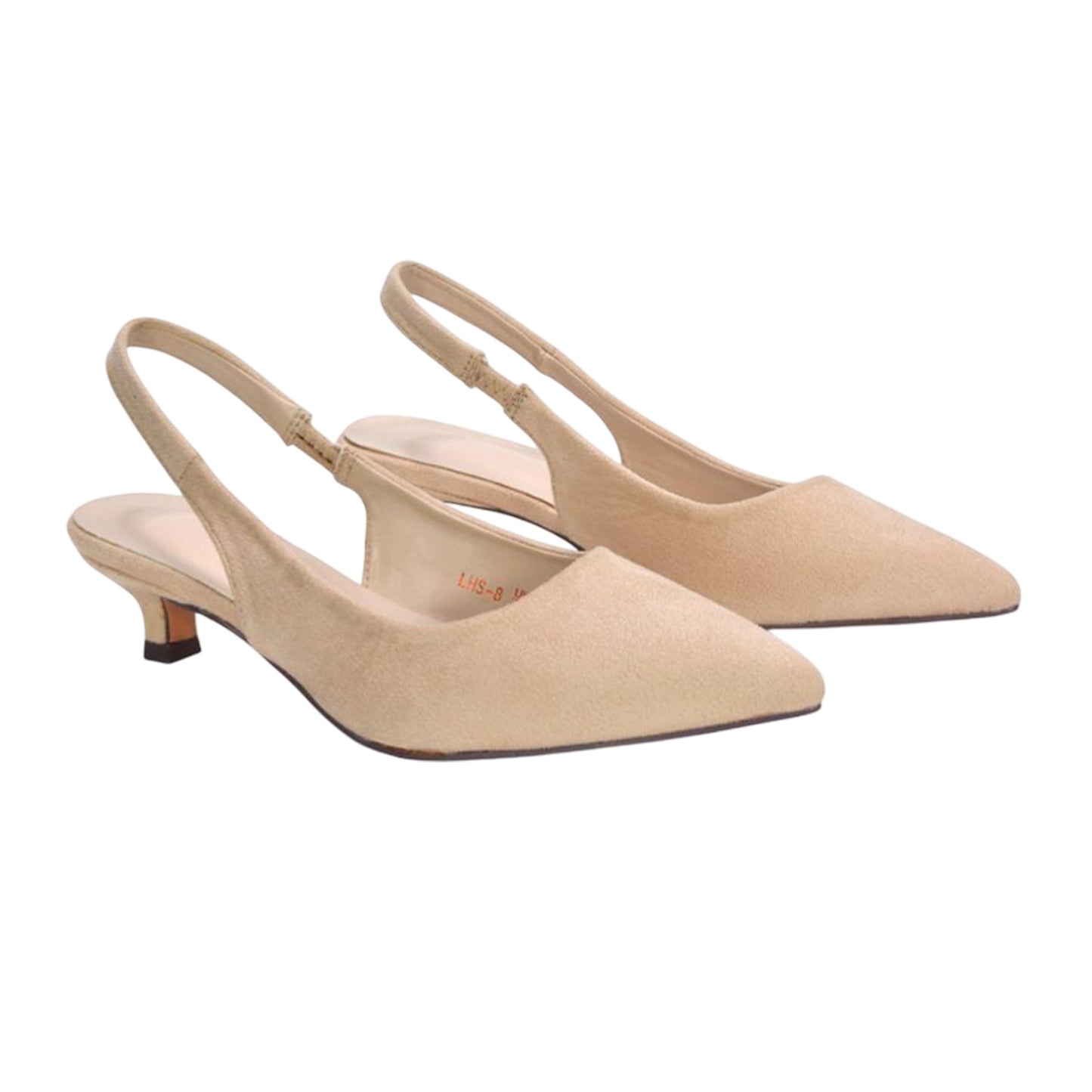 Nude - Front - XY London Womens-Ladies Leila Sling Back Low Kitten Heel Court Shoes