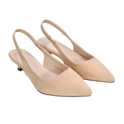 Nude - Lifestyle - XY London Womens-Ladies Leila Sling Back Low Kitten Heel Court Shoes