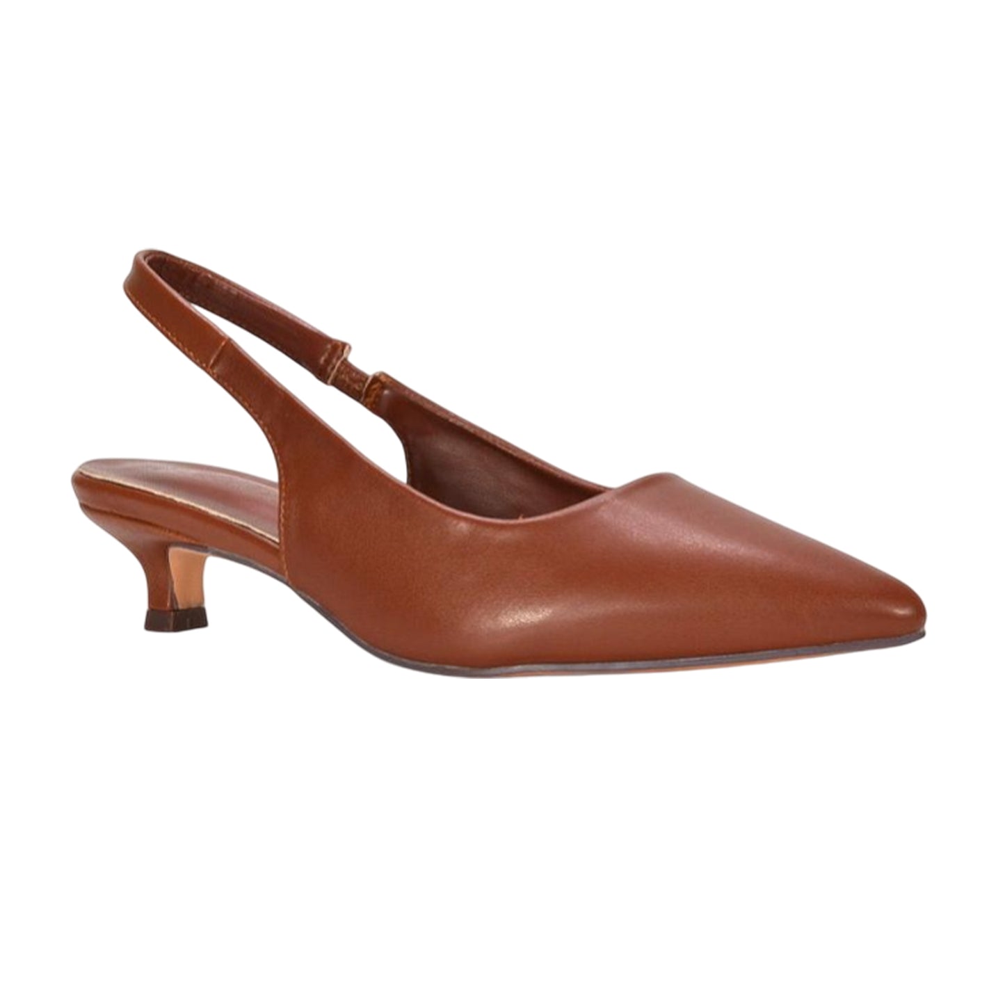 Brown - Lifestyle - XY London Womens-Ladies Leila Sling Back Low Kitten Heel Court Shoes