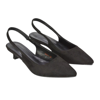 Jet Black - Lifestyle - XY London Womens-Ladies Leila Sling Back Low Kitten Heel Court Shoes