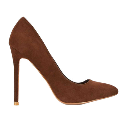 Brown - Side - XY London Womens-Ladies Lu Lu Pointed Court Shoes