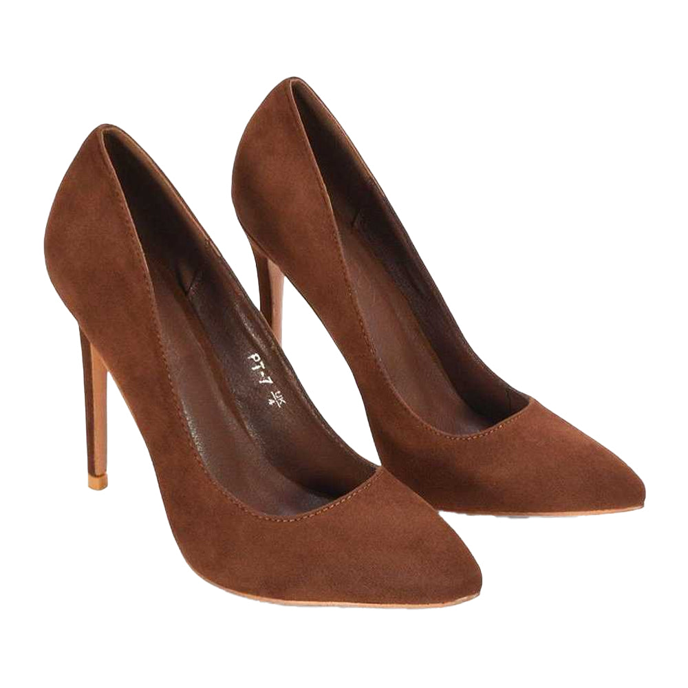 Brown - Pack Shot - XY London Womens-Ladies Lu Lu Pointed Court Shoes
