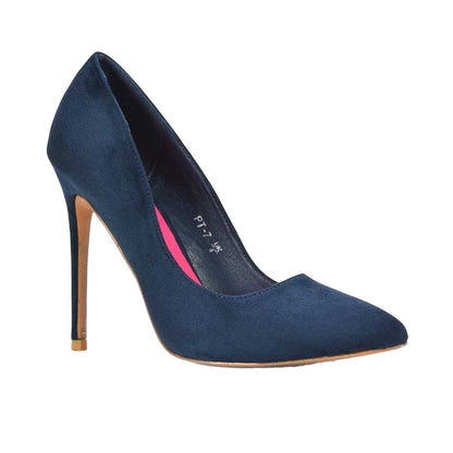 Navy - Front - XY London Womens-Ladies Lu Lu Pointed Court Shoes
