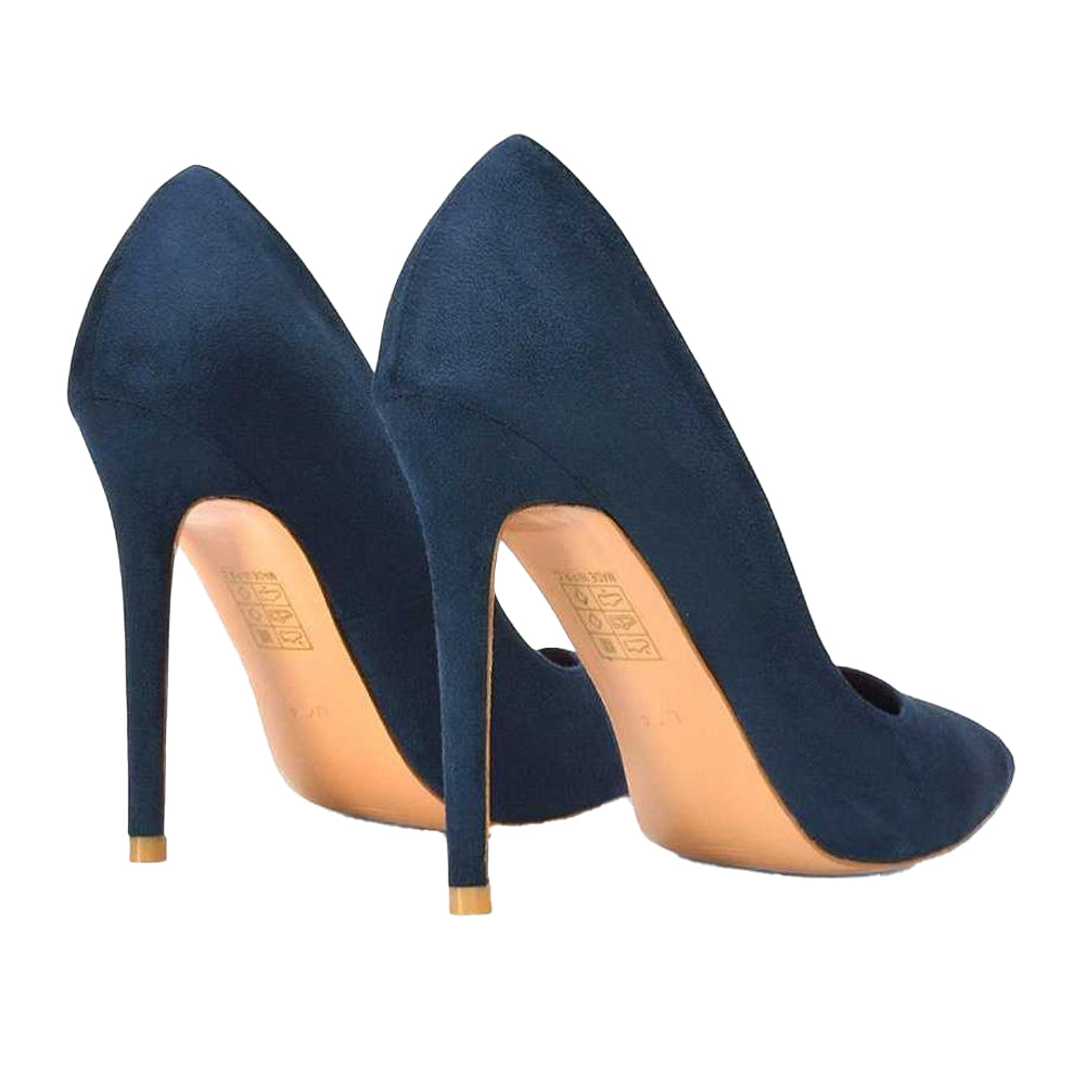 Navy - Back - XY London Womens-Ladies Lu Lu Pointed Court Shoes