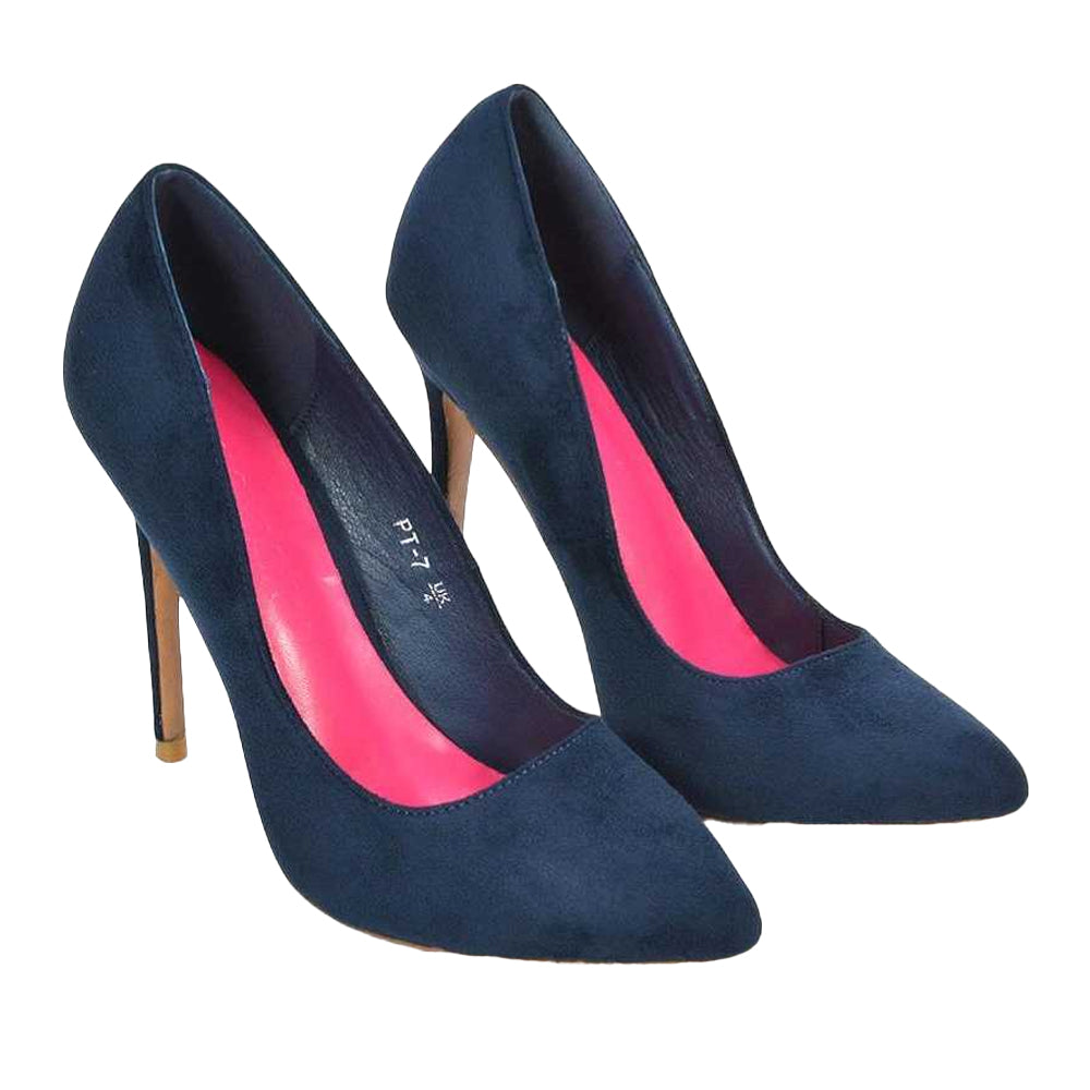 Navy - Pack Shot - XY London Womens-Ladies Lu Lu Pointed Court Shoes