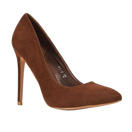 Brown - Front - XY London Womens-Ladies Lu Lu Pointed Court Shoes