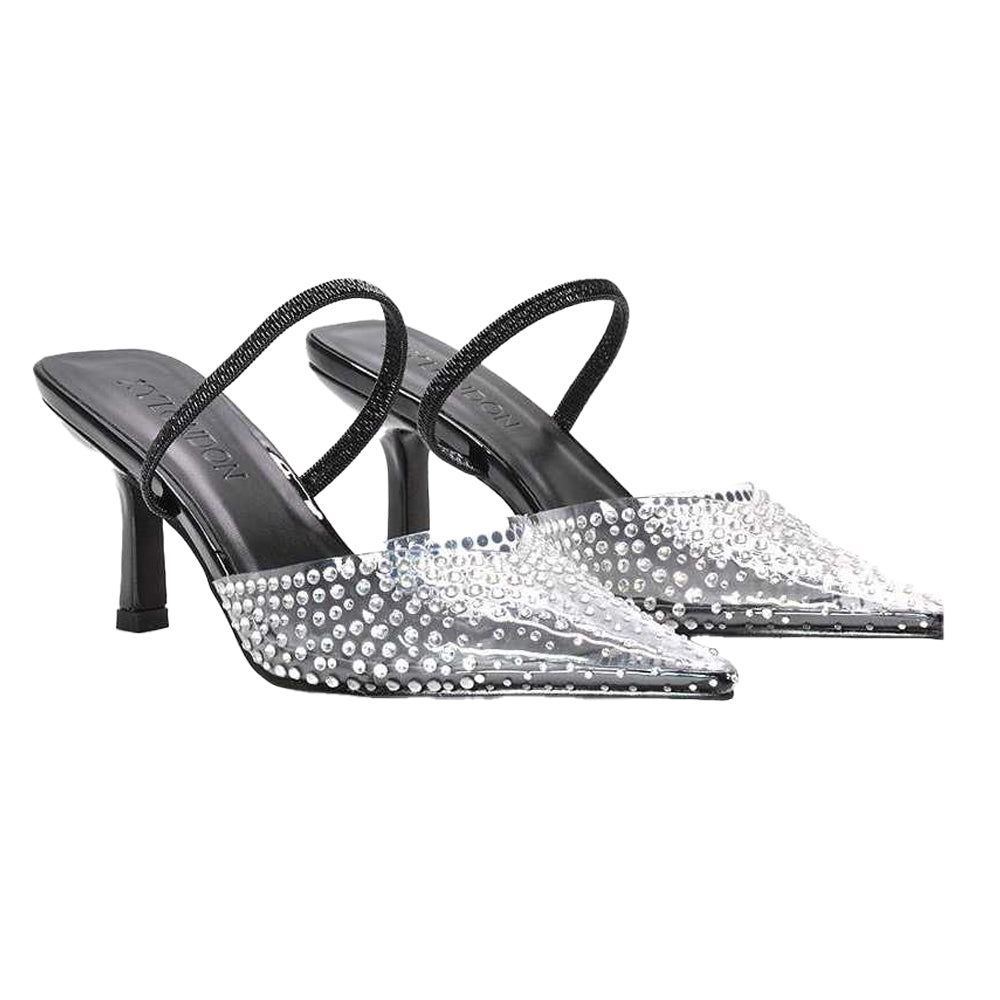 True Black - Pack Shot - XY London Womens-Ladies Tia Patent Perspex Court Shoes