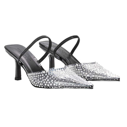 True Black - Pack Shot - XY London Womens-Ladies Tia Patent Perspex Court Shoes