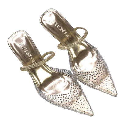 Metallic Gold - Lifestyle - XY London Womens-Ladies Tia Metallic Perspex Court Shoes