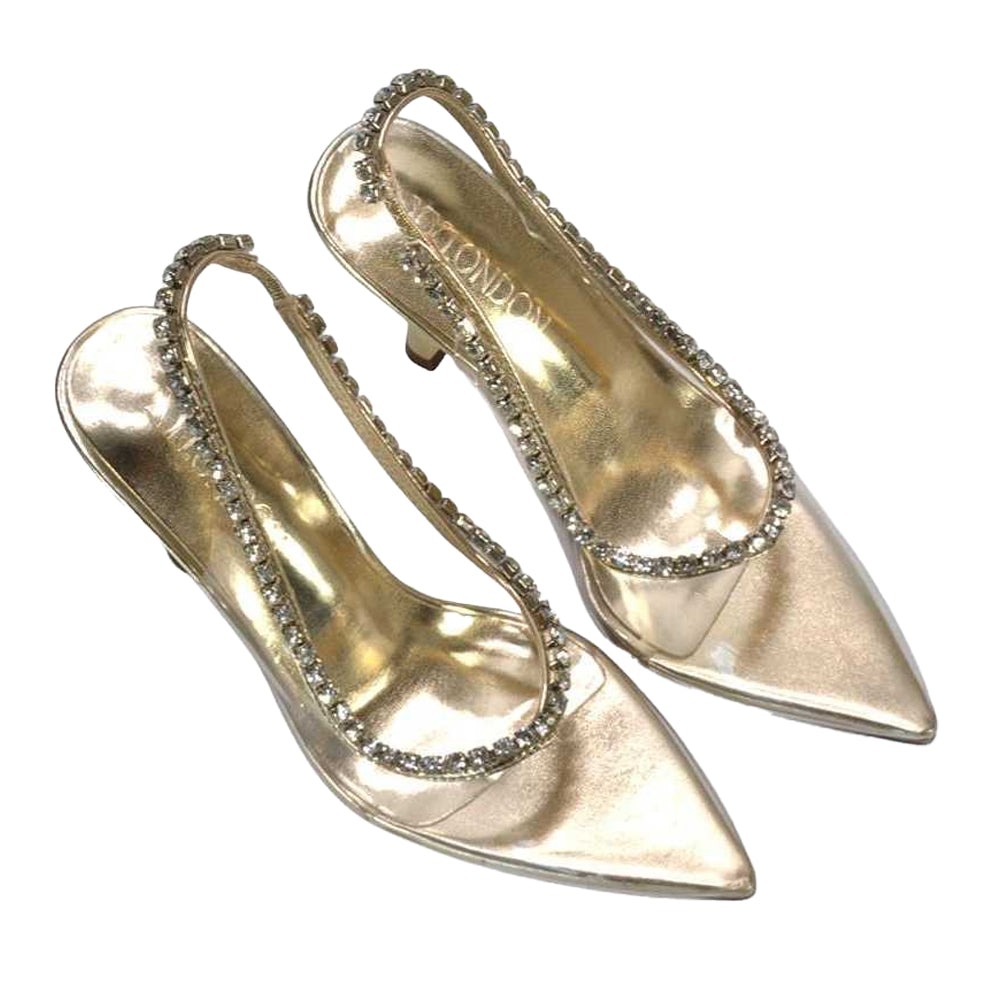 Metallic Gold - Lifestyle - XY London Womens-Ladies Beryl Metallic High Heel Court Shoes