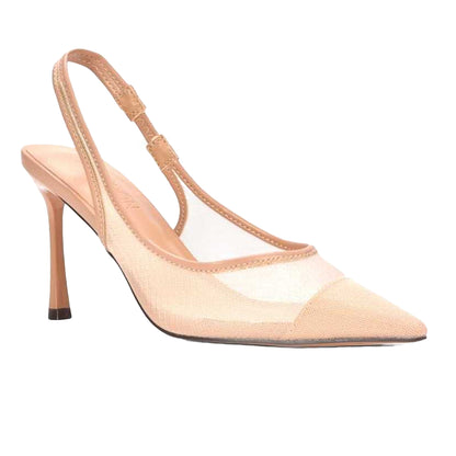 Nude - Front - XY London Womens-Ladies Mesh Sling Back Court Shoes