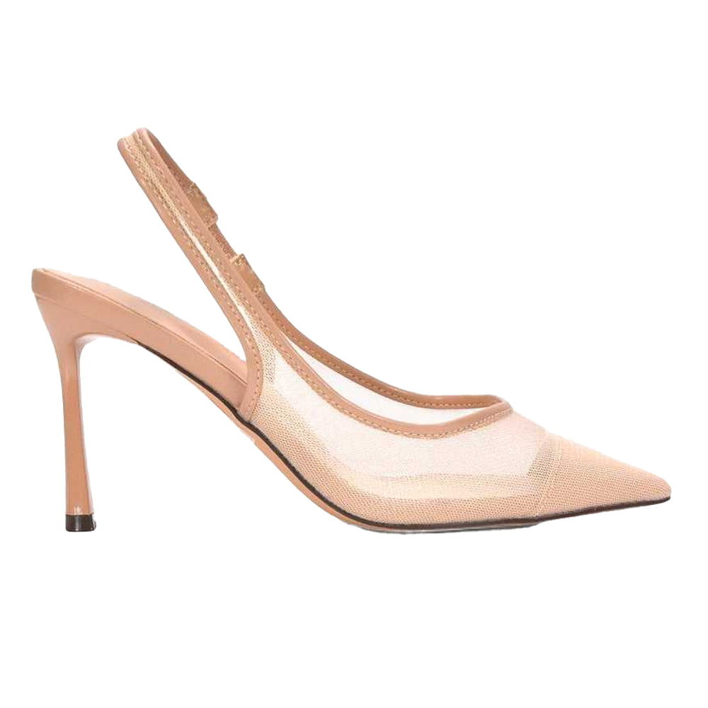 Nude - Side - XY London Womens-Ladies Mesh Sling Back Court Shoes
