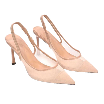 Nude - Pack Shot - XY London Womens-Ladies Mesh Sling Back Court Shoes