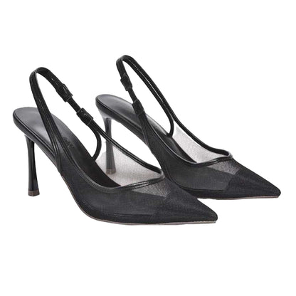 Black - Lifestyle - XY London Womens-Ladies Mesh Sling Back Court Shoes