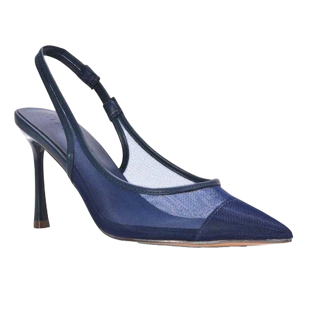 Navy - Front - XY London Womens-Ladies Mesh Sling Back Court Shoes