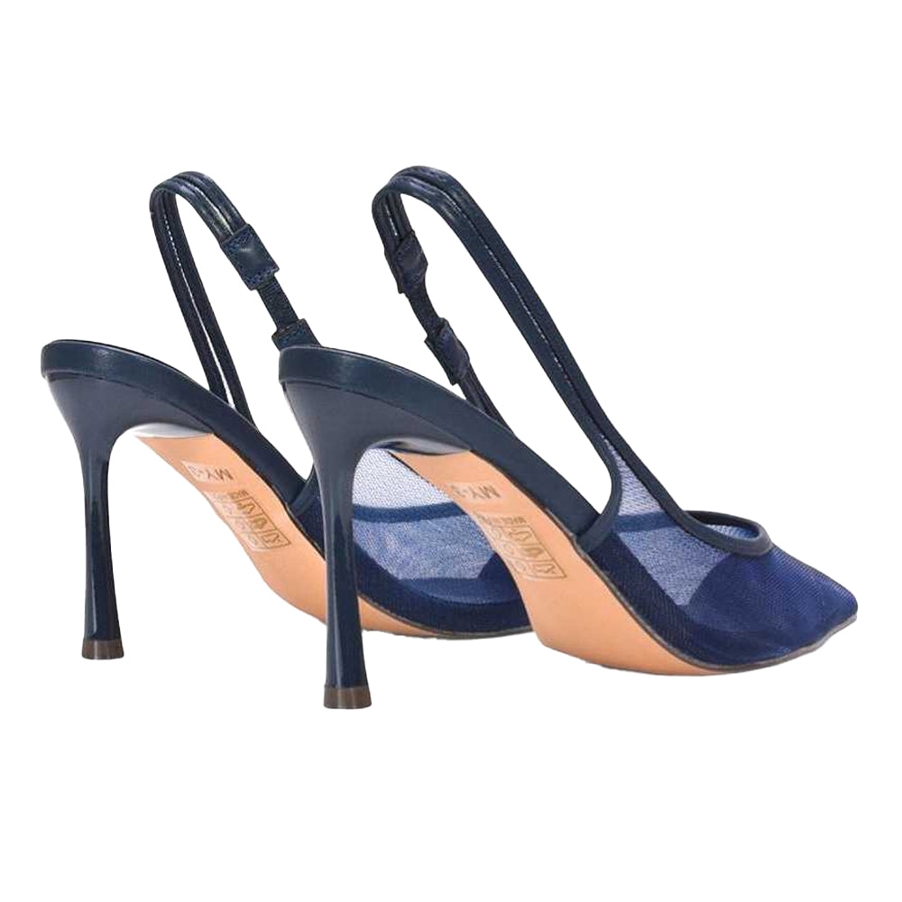 Navy - Back - XY London Womens-Ladies Mesh Sling Back Court Shoes