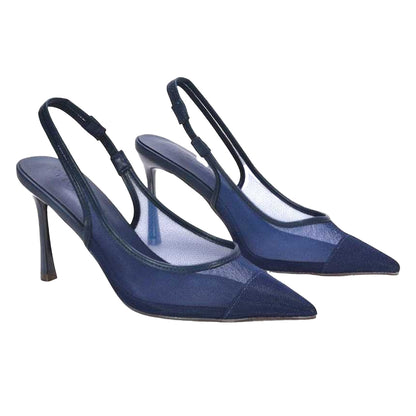 Navy - Lifestyle - XY London Womens-Ladies Mesh Sling Back Court Shoes
