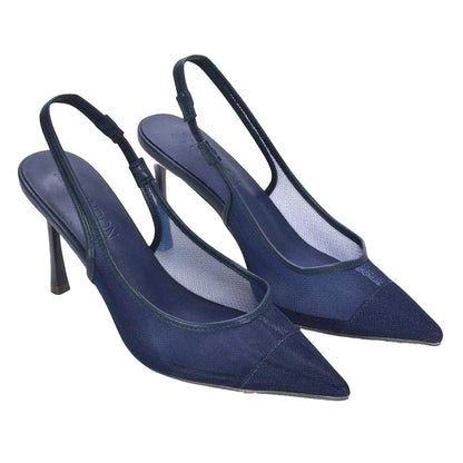 Navy - Pack Shot - XY London Womens-Ladies Mesh Sling Back Court Shoes