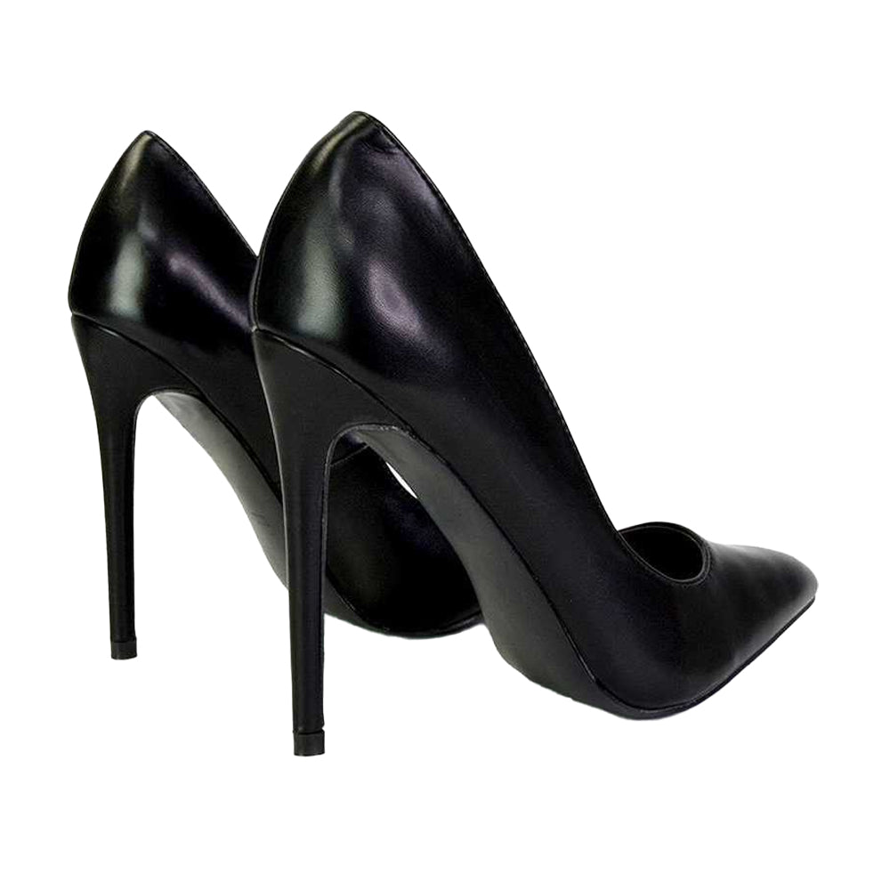 Black - Back - XY London Womens-Ladies Lu Lu High Stiletto Heel Court Shoes