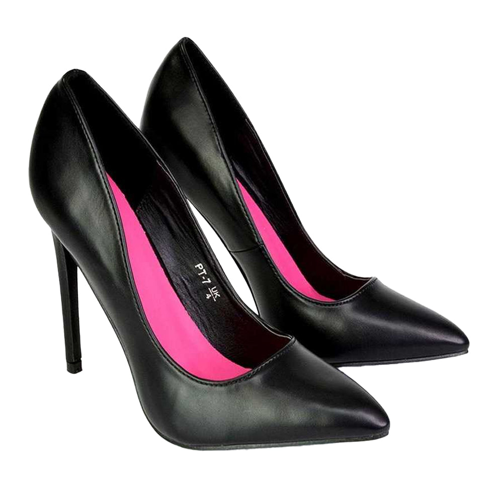 Black - Lifestyle - XY London Womens-Ladies Lu Lu High Stiletto Heel Court Shoes