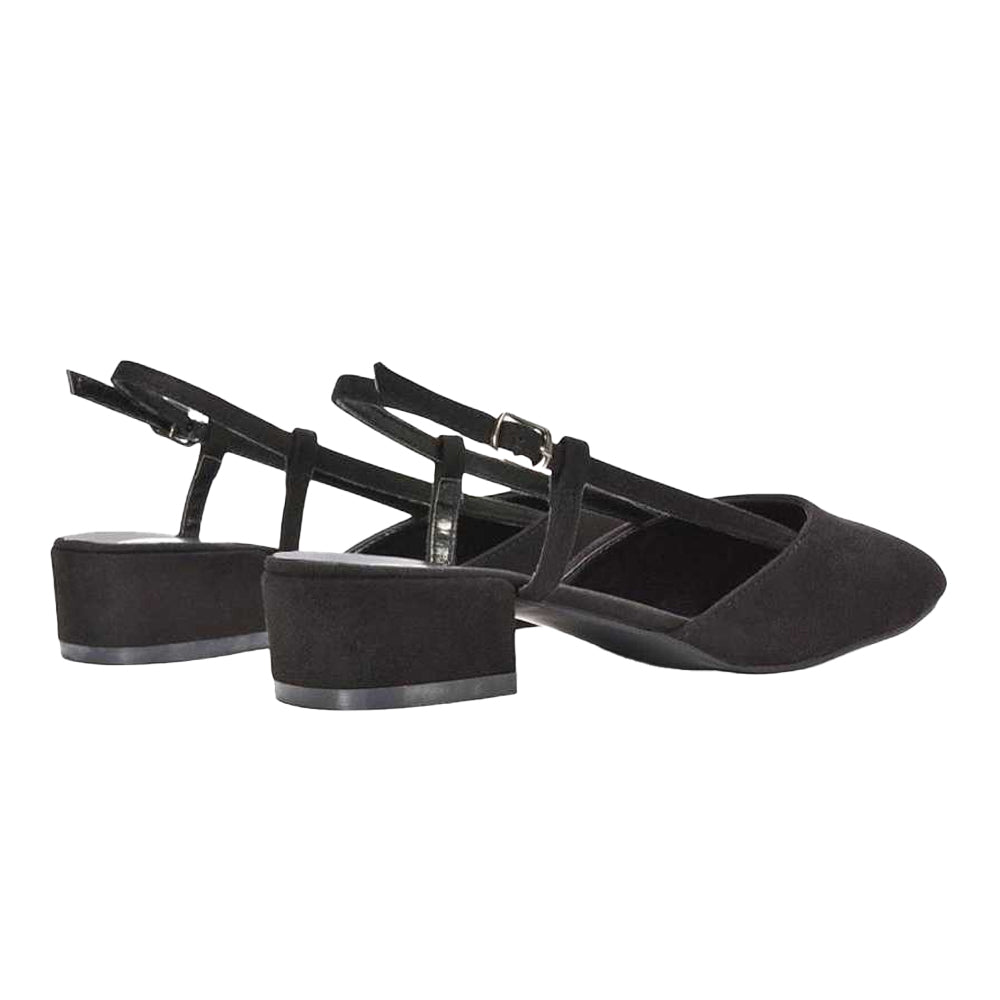 Jet Black - Back - XY London Womens-Ladies Kira Low Heel Court Shoes