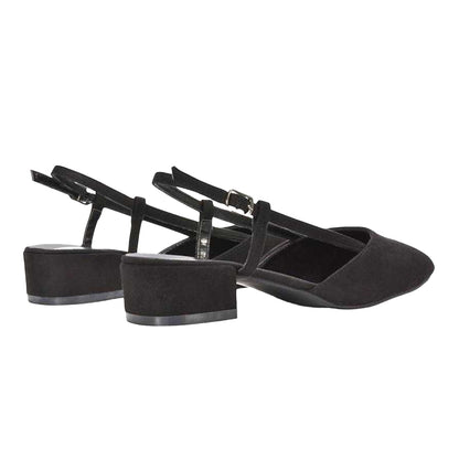 Jet Black - Back - XY London Womens-Ladies Kira Low Heel Court Shoes