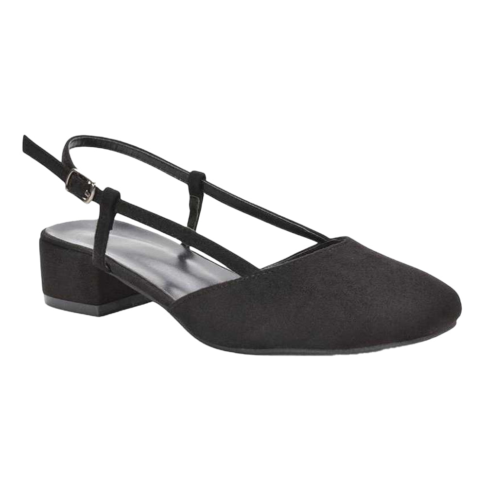 Jet Black - Front - XY London Womens-Ladies Kira Low Heel Court Shoes