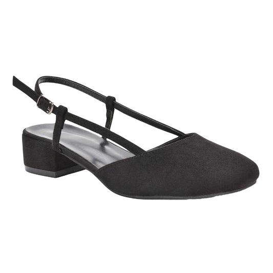 Jet Black - Front - XY London Womens-Ladies Kira Low Heel Court Shoes