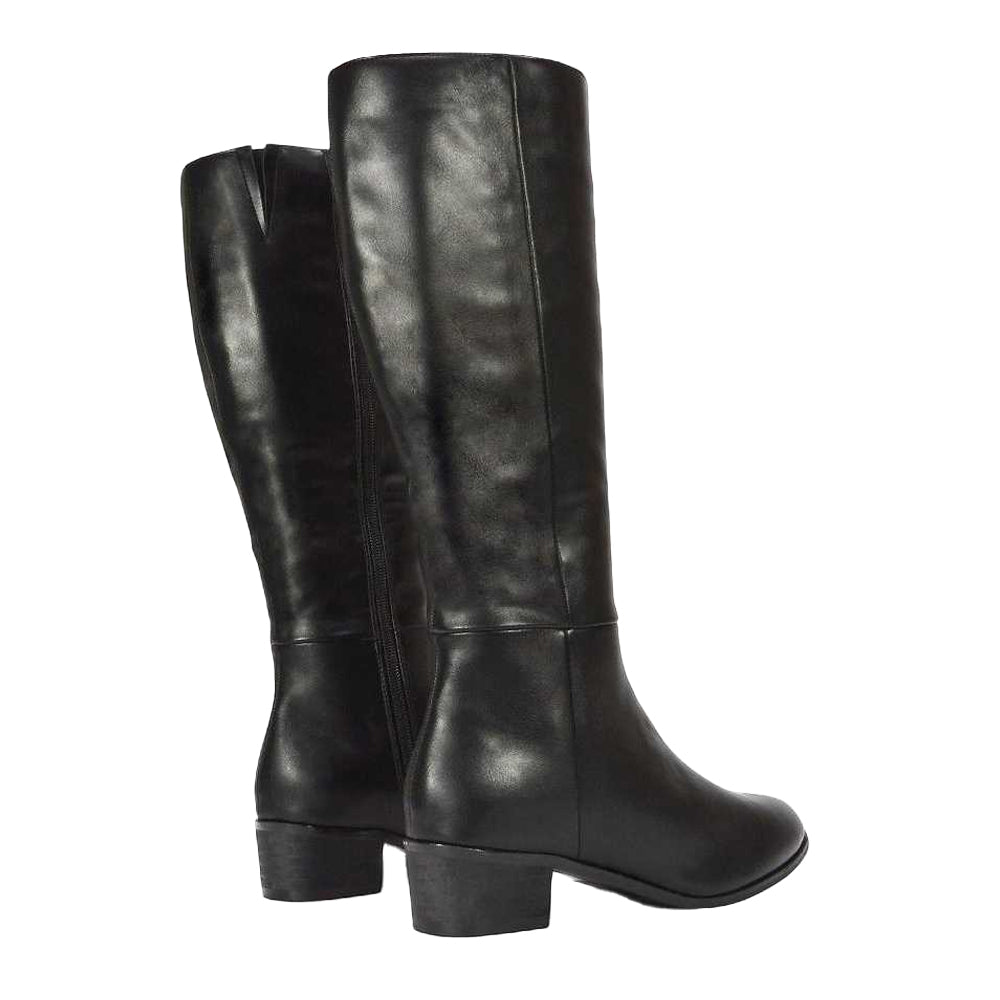 Black - Back - XY London Womens-Ladies Anne Low Block Heel Knee-High Boots