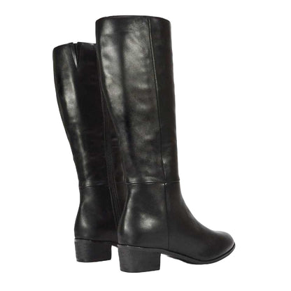 Black - Back - XY London Womens-Ladies Anne Low Block Heel Knee-High Boots