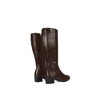 Brown - Lifestyle - XY London Womens-Ladies Anne Low Block Heel Knee-High Boots