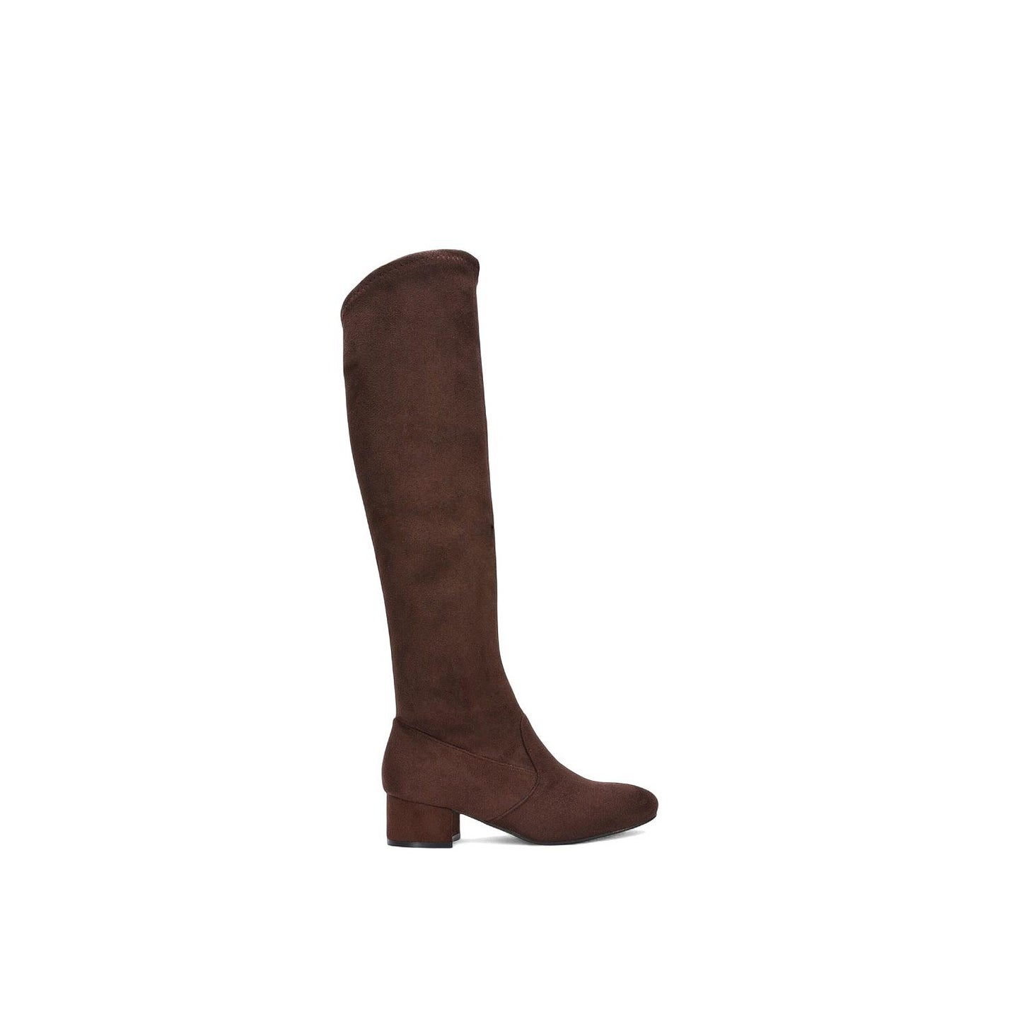 Brown - Front - XY London Womens-Ladies June Low Block Heel Knee-High Boots
