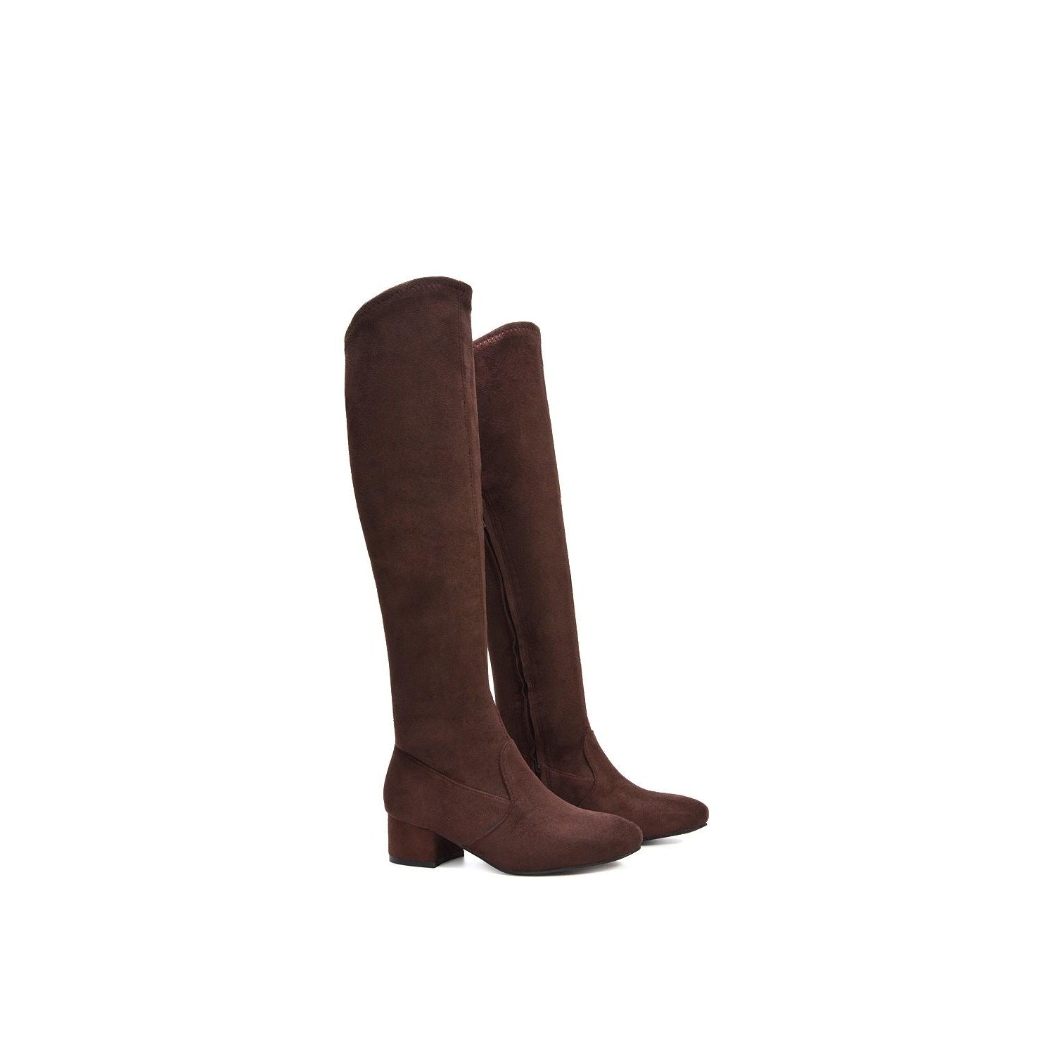 Brown - Lifestyle - XY London Womens-Ladies June Low Block Heel Knee-High Boots