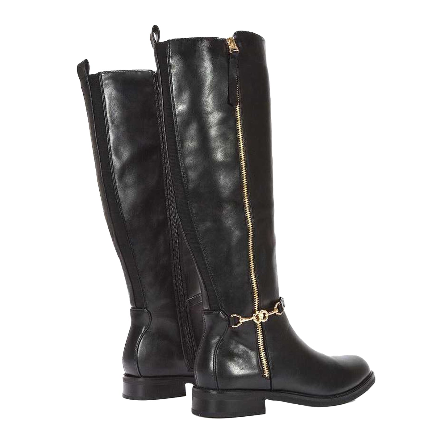 Black - Back - XY London Womens-Ladies Zip Knee-High Boots