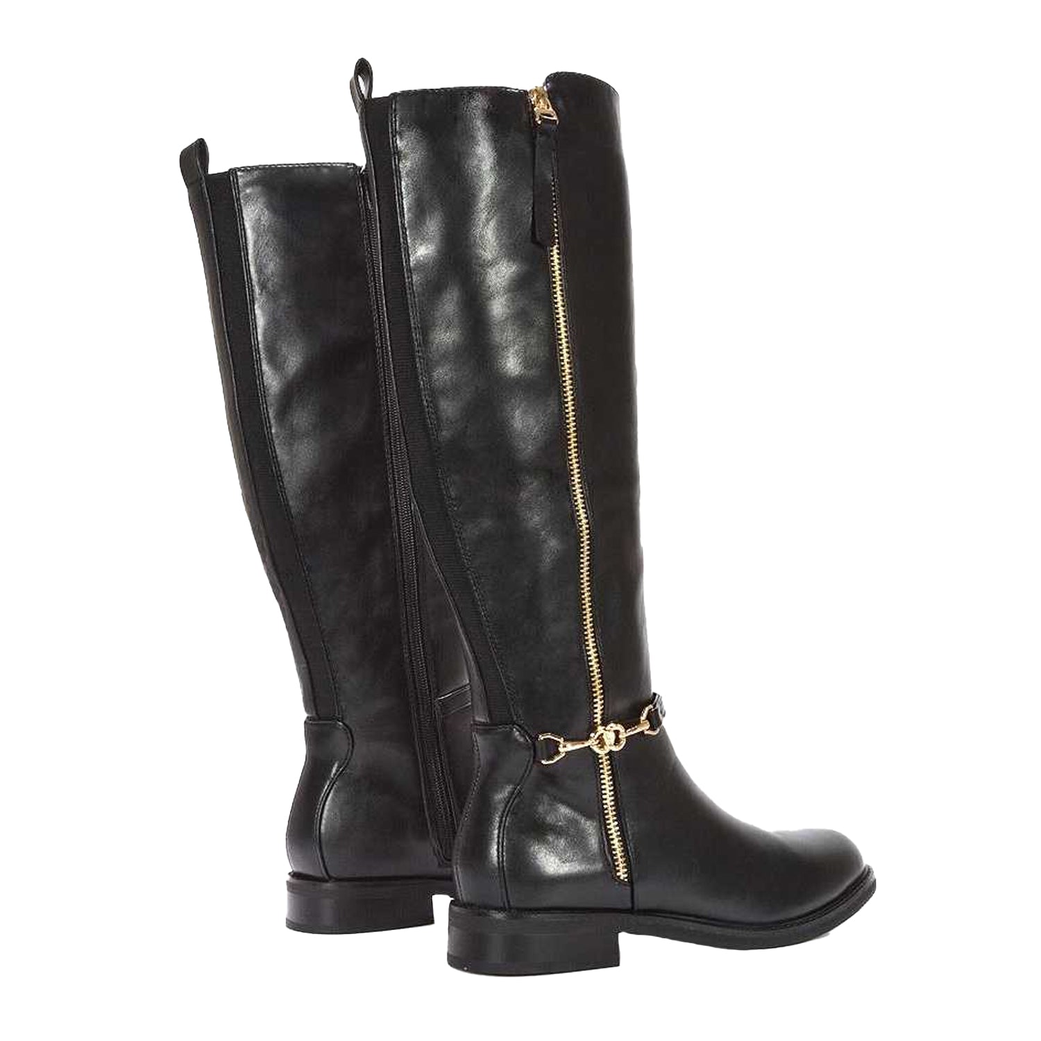 Black - Back - XY London Womens-Ladies Zip Knee-High Boots