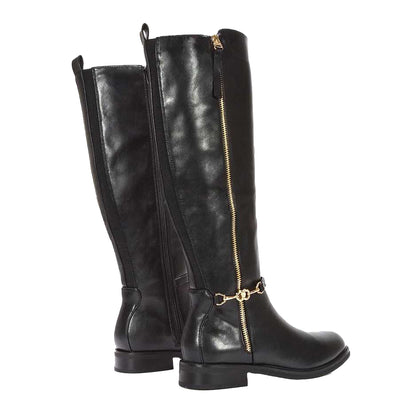 Black - Back - XY London Womens-Ladies Zip Knee-High Boots