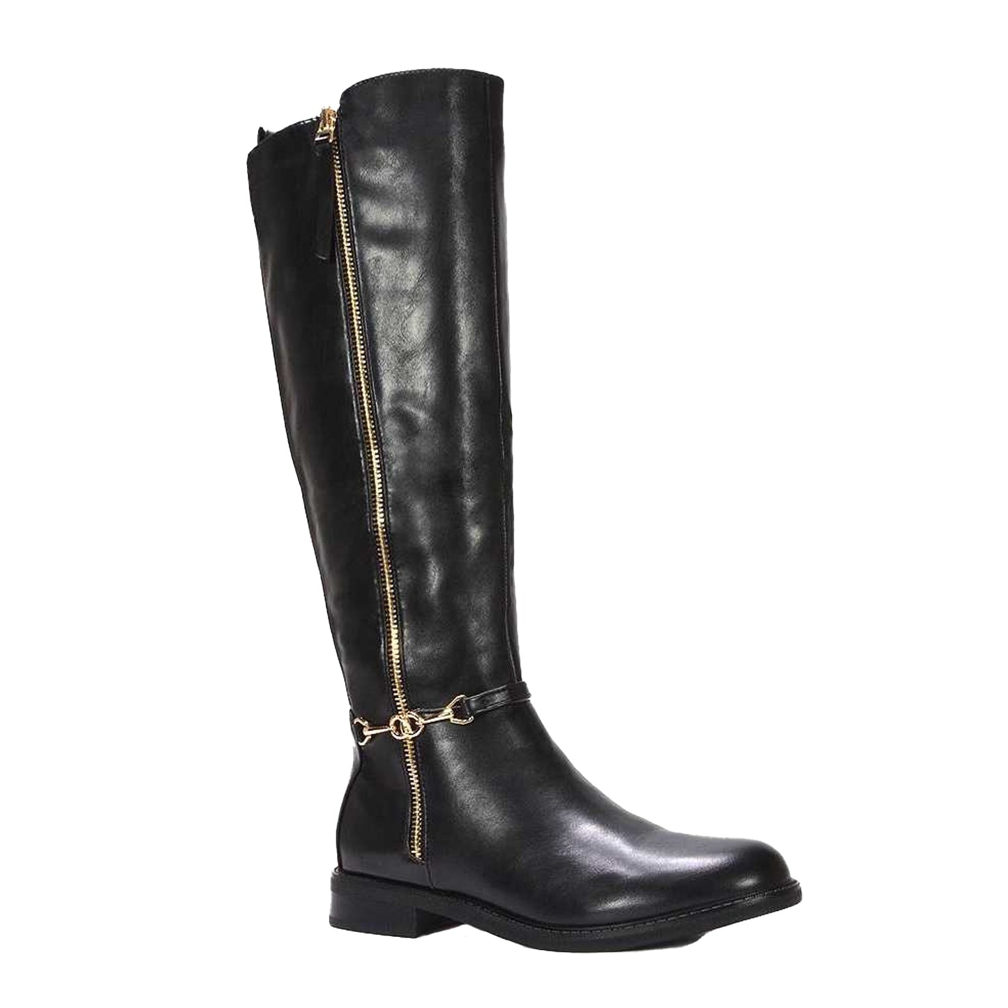 Black - Front - XY London Womens-Ladies Zip Knee-High Boots