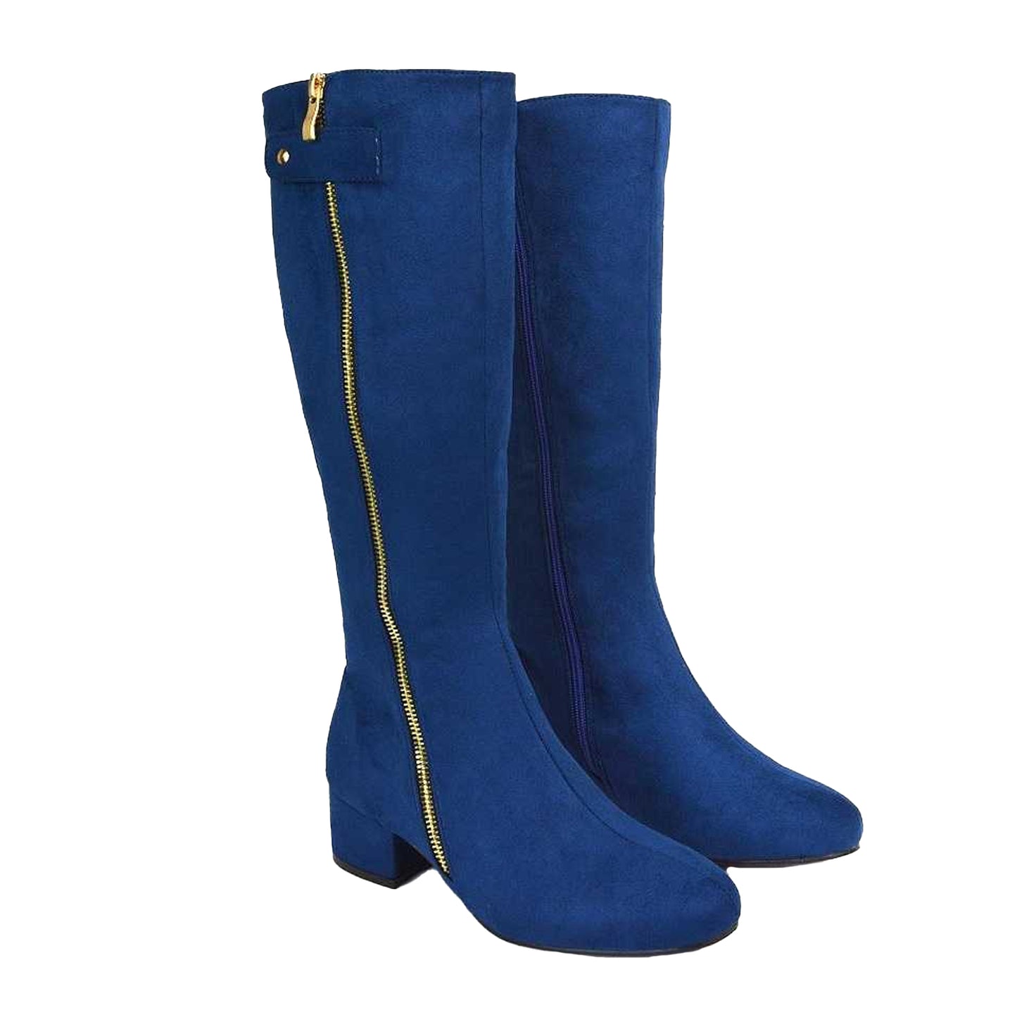Navy - Lifestyle - XY London Womens-Ladies Darcy Low Block Heel Knee-High Boots