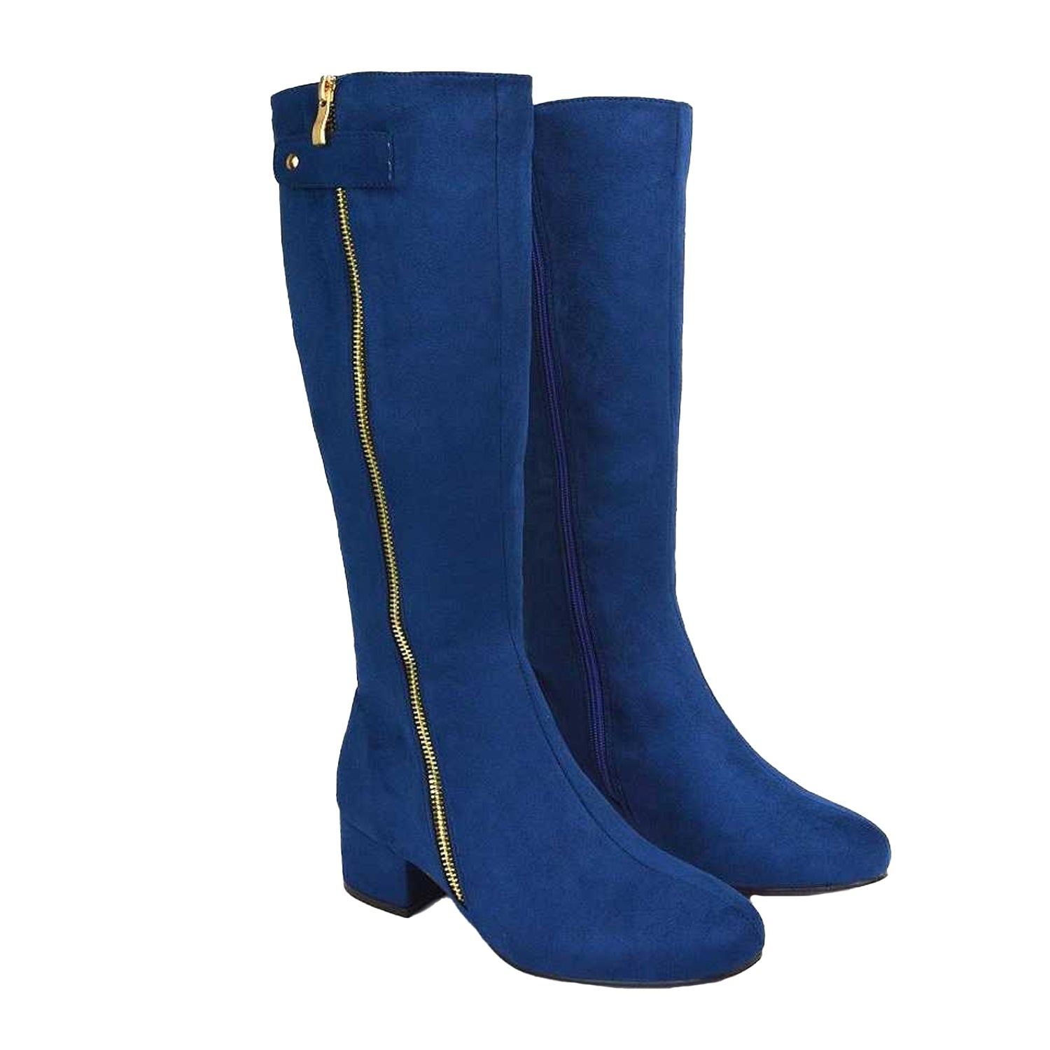 Navy - Lifestyle - XY London Womens-Ladies Darcy Low Block Heel Knee-High Boots