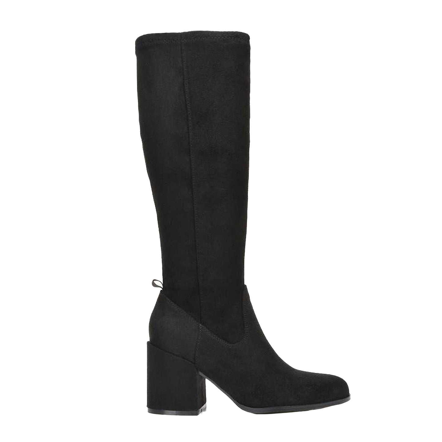 Jet Black - Side - XY London Womens-Ladies Tatum Faux Suede Block Heel Knee-High Boots