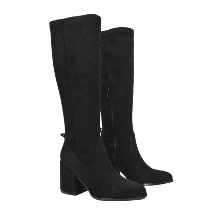 Jet Black - Lifestyle - XY London Womens-Ladies Tatum Faux Suede Block Heel Knee-High Boots