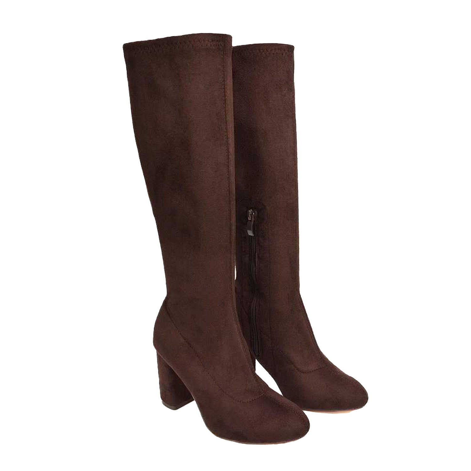 Brown - Lifestyle - XY London Womens-Ladies Clementine Block Heel Knee-High Boots
