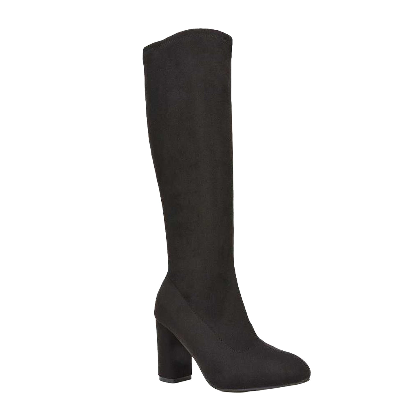 Jet Black - Front - XY London Womens-Ladies Clementine Block Heel Knee-High Boots