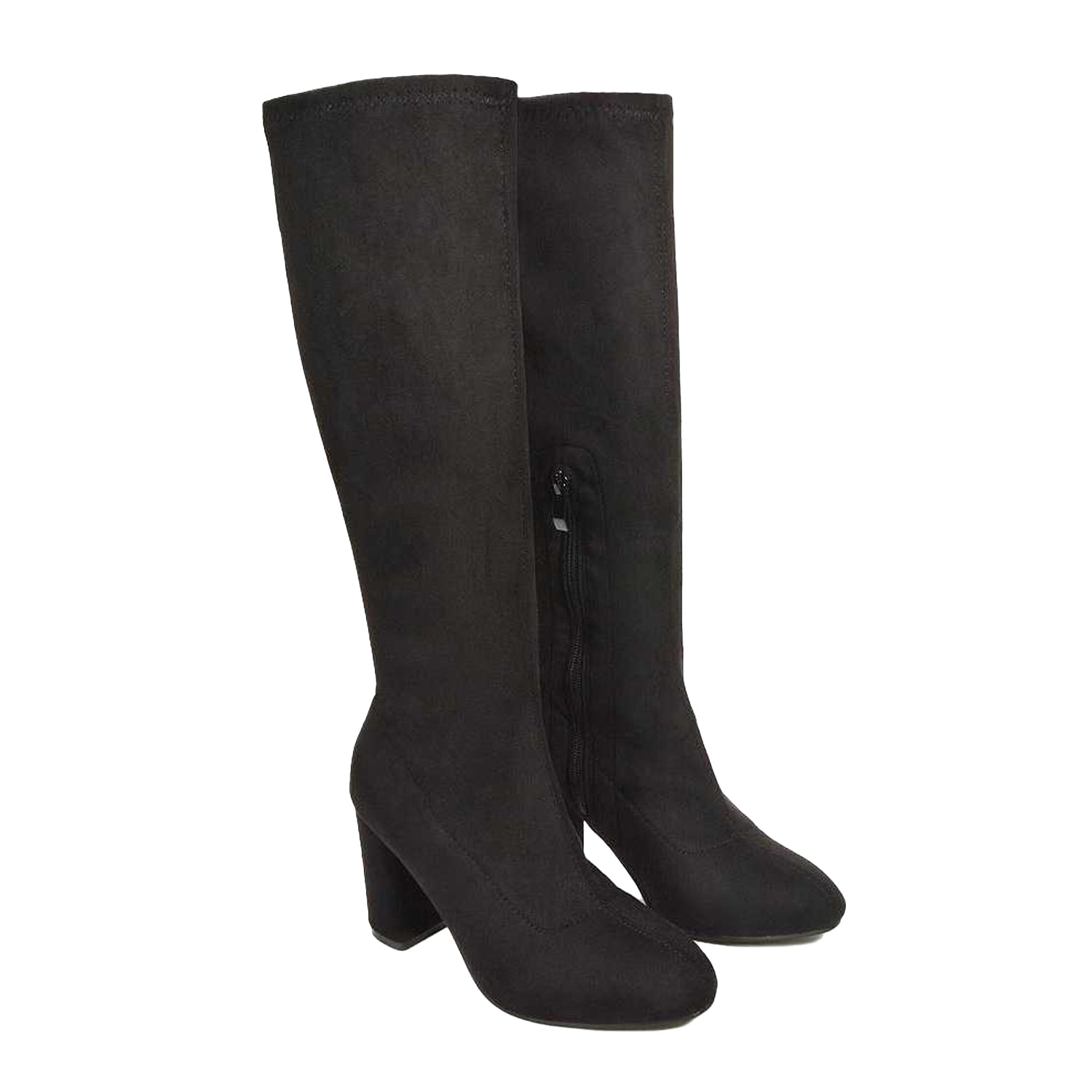 Jet Black - Lifestyle - XY London Womens-Ladies Clementine Block Heel Knee-High Boots