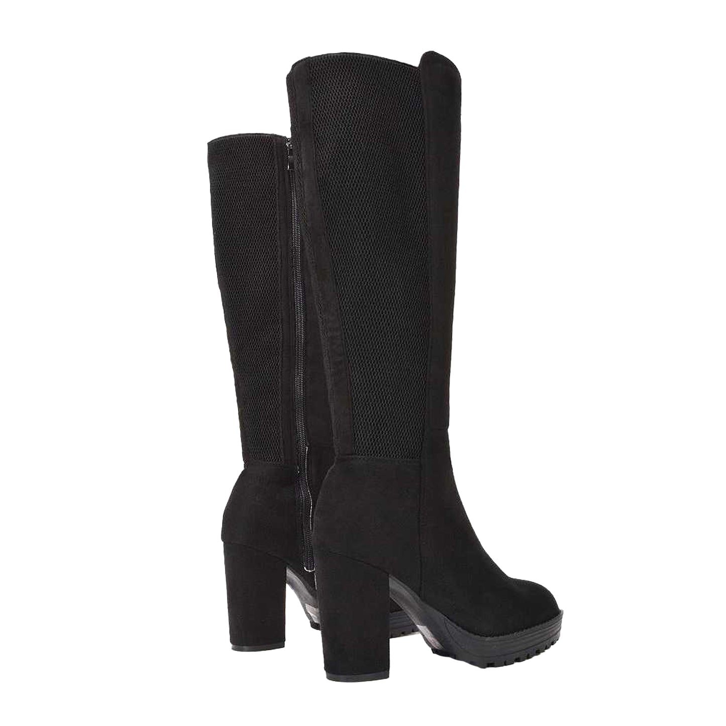 Jet Black - Back - XY London Womens-Ladies Knee-High Boots