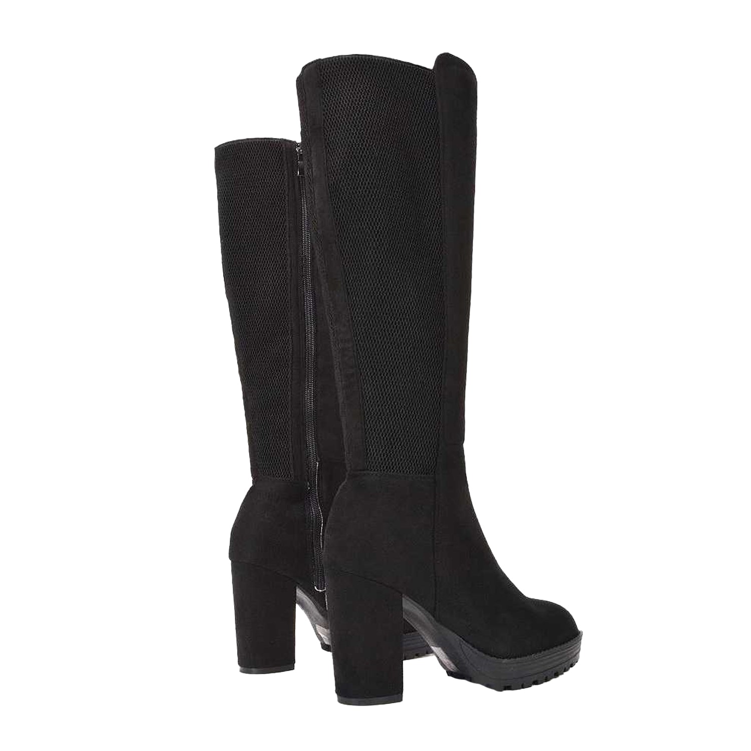 Jet Black - Back - XY London Womens-Ladies Knee-High Boots