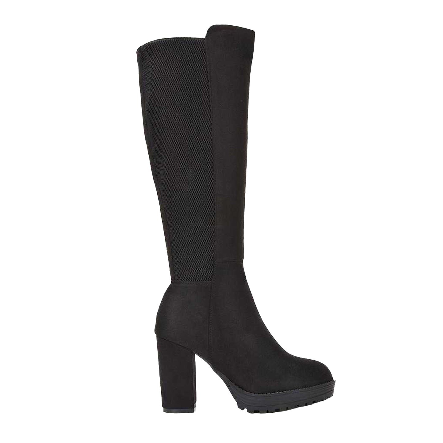 Jet Black - Side - XY London Womens-Ladies Knee-High Boots